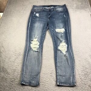 Judy Blue Jeans Womens 16W Distressed Boyfriend Knee Holes High Rise Stretch